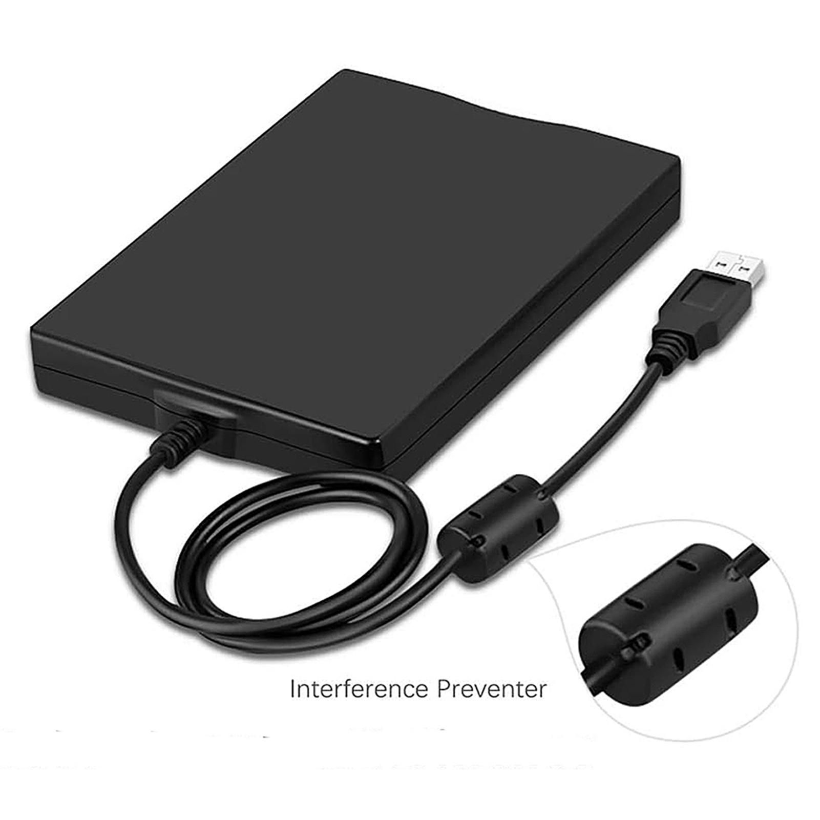 Внешний USB-дисковод для гибких дисков Портативный 3,5-дюймовый дисковод для гибких дисков USB-интерфейс Plug and Play Низкий уровень шума для ПК Ноутбука Черный