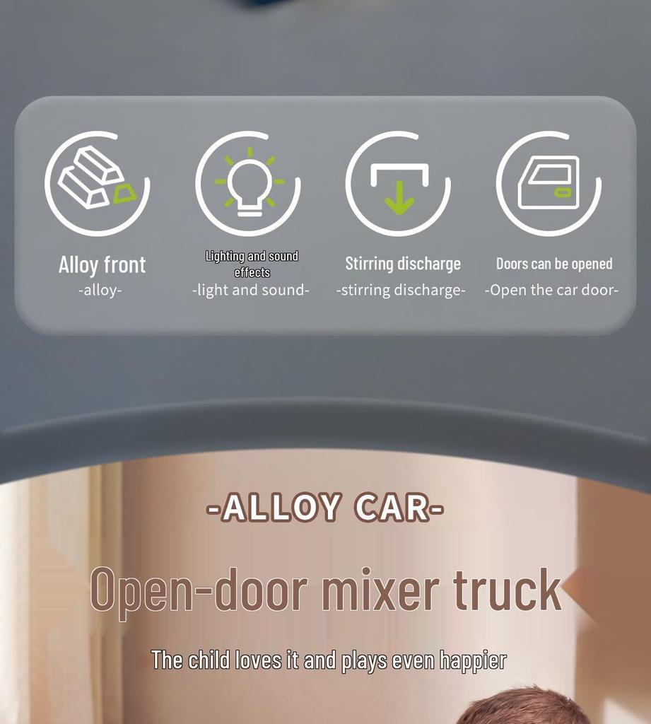 Large Alloy Cement Mixer Truck Toy for Children - Dischargeable Tank Construction Vehicle for Boys