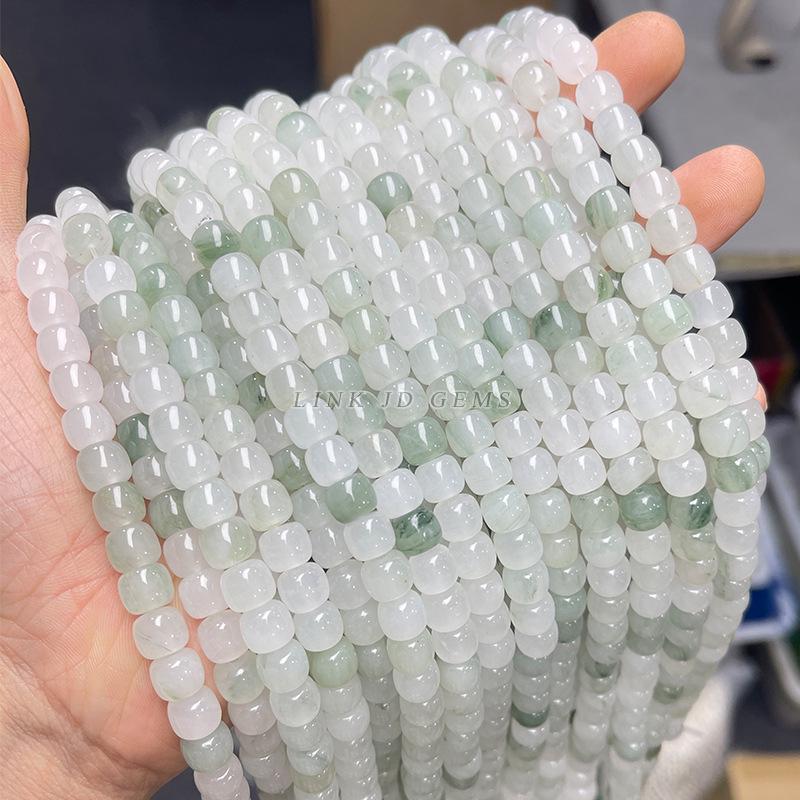 8/10mm Natural Tianshan Jade Old Shape Beads - Ice Jade Stone Apple Beads for DIY Jewelry