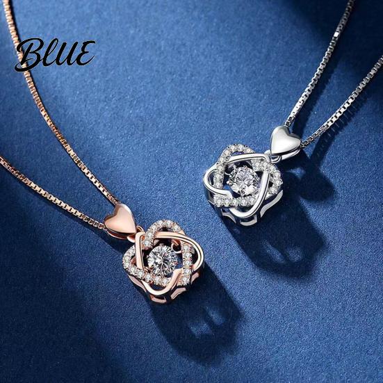 Heart-shaped Necklace Women Double Heart Entangled Rhinestone Decor Adjustable