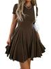 Damen Sommer Mini-Kleid mit ausgestelltem Rock, A-Linie und Falten