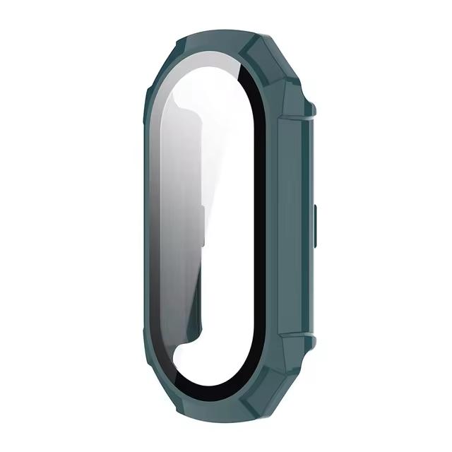 

Case for Xiaomi Mi Band 9/8/NFC strap accessories Screen Protector Tempered Glass Hard PC Bumper Full Protective mi band 9 Cases mi band 8 9 зелений