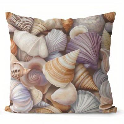 Seashell Patterns Beachy Decorative Pillow Covers Pattern Cushion Cover Suitable For Sofa Bedroom Car Pillow Cover