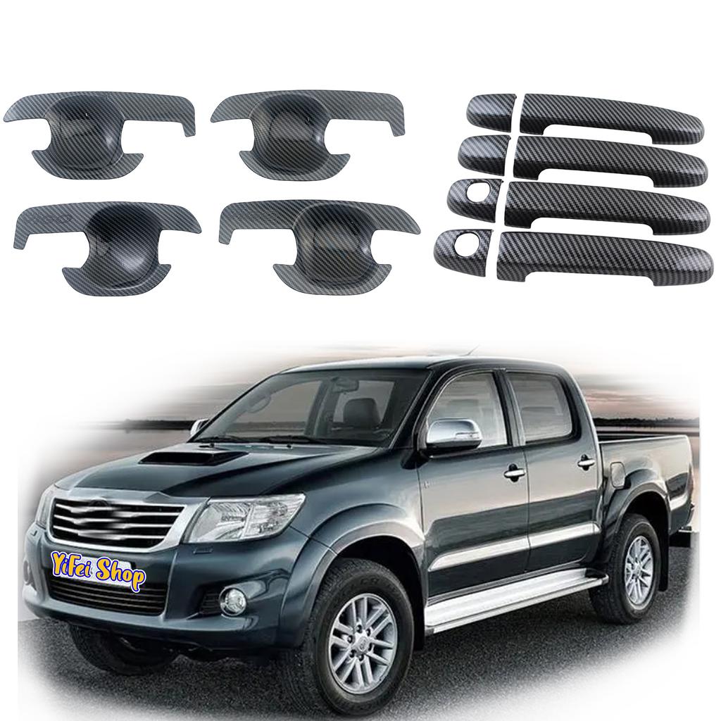 For Toyota Hilux Vigo 2005 2009 2010 2012 2014 Car ABS Chrome Carbon Accessories Plated Door Handle Bowl Cover Trim Paste Style