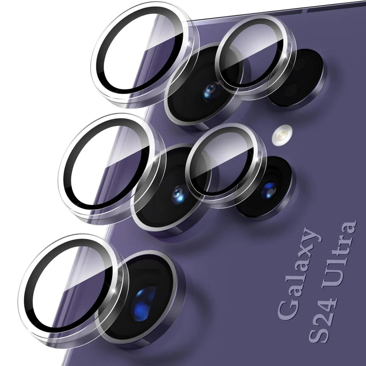 

Защитная пленка для объектива камеры для Samsung Galaxy S24 Ultra S23 S22 Plus FE индивидуальное металлическое кольцо из закаленного стекла Защитная пленка для экрана камеры Samsung S23 прозрачный