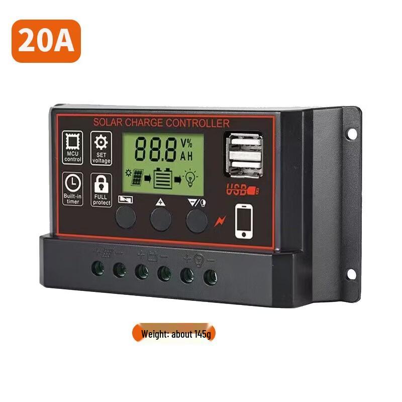 WEZHO 12V/24V 20A ЖК-контроллер заряда солнечных батарей