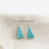 Natural Turquoise Earrings, Bezel Earrings, 925 Sterling Silver Triangle Earrings, Gift for Sister, Light Weight Earring