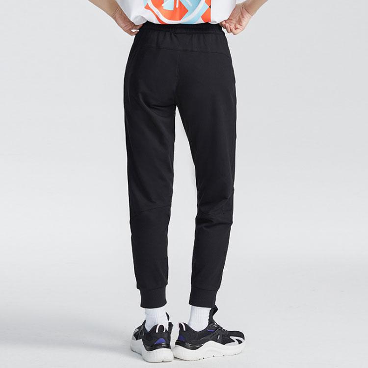Li Ning Badfive Sports Basketball Series Letter Print Knitted Breathable Cuffed Pants Women Pants Black AKLR156-1