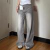 Grey American Retro Wide Leg Jeans Women's Spring and Autumn New Style Ripple Drape Loose Straight Tube Floor Pants