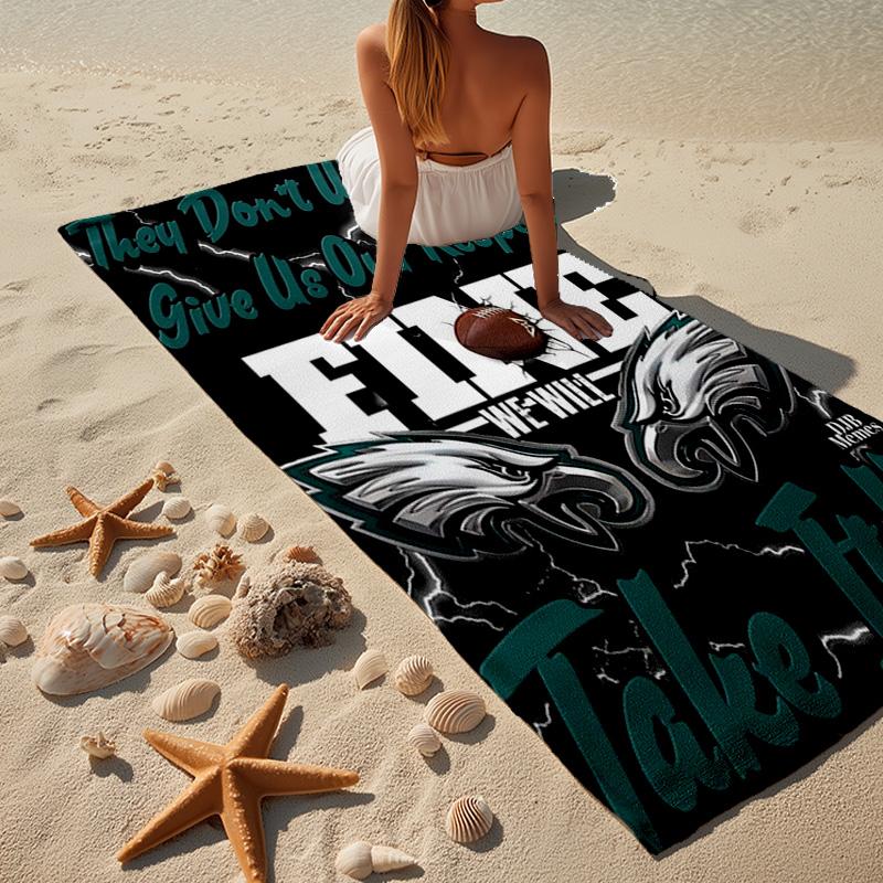 Philadelphia Eagles Night Game Microfiber Beach Towel, Lightweight And Quick-Dry, for Summer Travel, Beach Essential, Swimming Pool