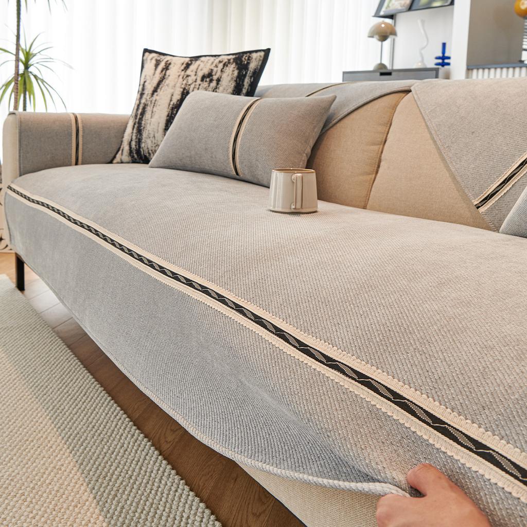 Nordic Sofa CushionFour Seasons Universal Sofa Cushion Chenille Modern Simple Sofa Cushion Solid Color Non-Slip Couch Cushion