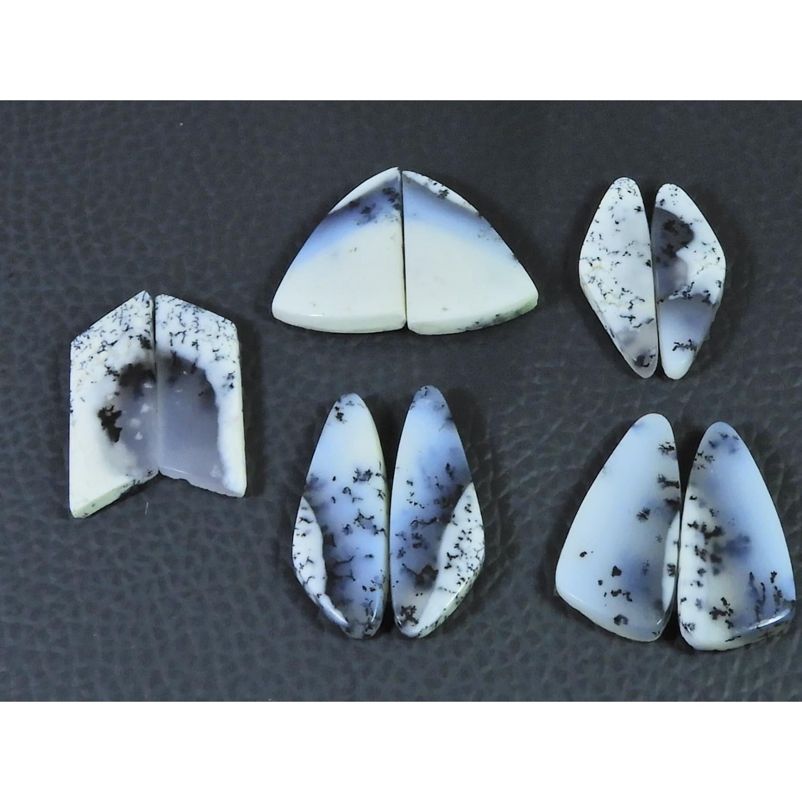 Natural Dendrite Opal Matched Pair Fancy Cabachon Loose Gemstone 05 Pair Lot C-2782