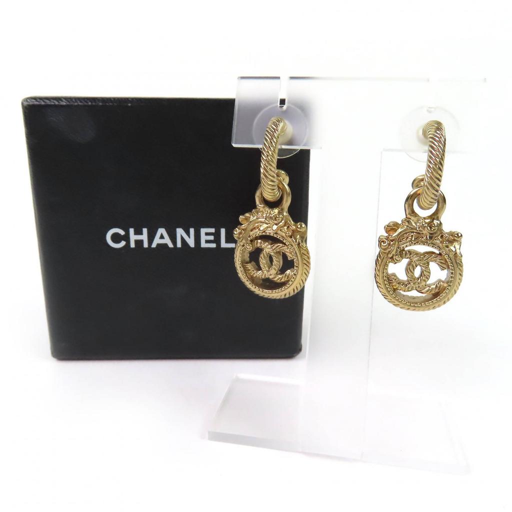 Excellent CHANEL COCO Mark Rope Twist Swing Pierce Accessory (Binaural) gold 05A Used