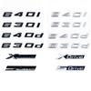 Glossy Black ABS Alphanumeric Badge for E63 E64 F06 F12 F13 G32 - 630i 630d 640i 640d XDrive SDrive - Bright Silver Car Embl