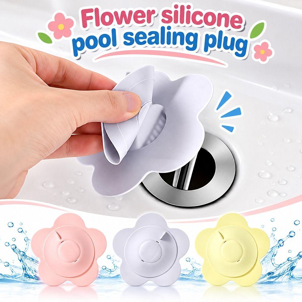 Flower Shaped Drain Plug Press-to-Seal Sink Drain Cover New Basin Stopper  Drain Accessories