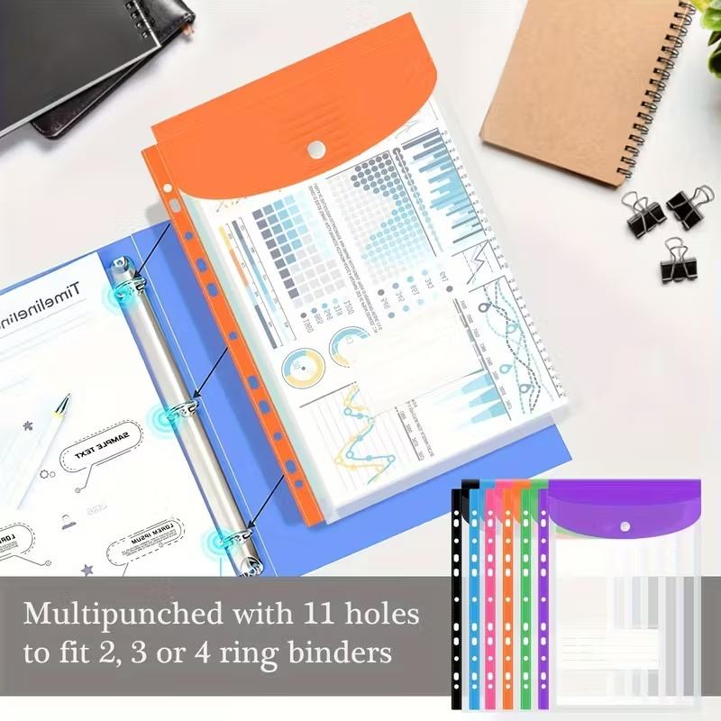 6/12Pcs Transparent PP File Storage Bag A4 Business Big Capacity Document Bag File Case File Bag Transparent Clear Envelope File Folder Bill Folders