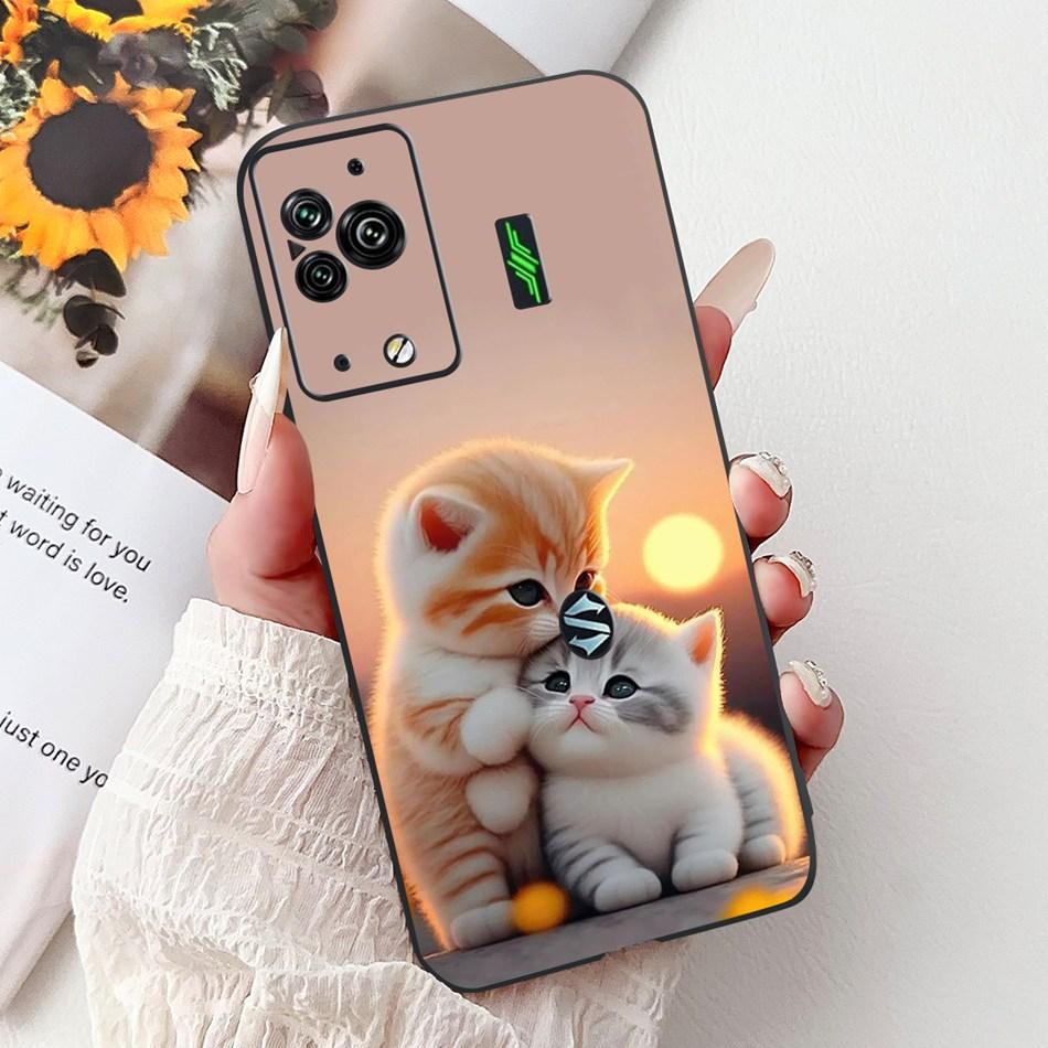 Per Xiaomi Black Shark 5 Pro Shark5 Custodia per Telefono Black Shark 5 5Pro Elegante Floreale Gatto Dipinto Morbido Silicone TPU Custodie