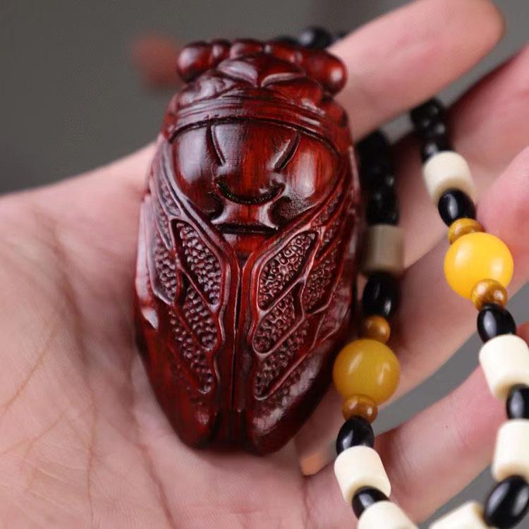 Sandalwood Pixiu Handheld Carved Pendant Ornament - Douyin Craft Gift