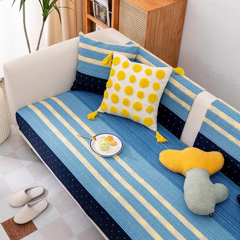 Japanese Cotton And Linen Woven Sofa Cushion Universal Fabric Non-Slip Seat Cushion Summer Simple Seat Cushion Sofa Cover Towel