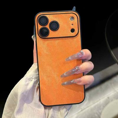 Luxury Matte Leather Fabric Lens Protection Phone Case for iPhone 17 Air 16 15 14 13 12 11 Pro Max Shockproof Jeans Retro Cover