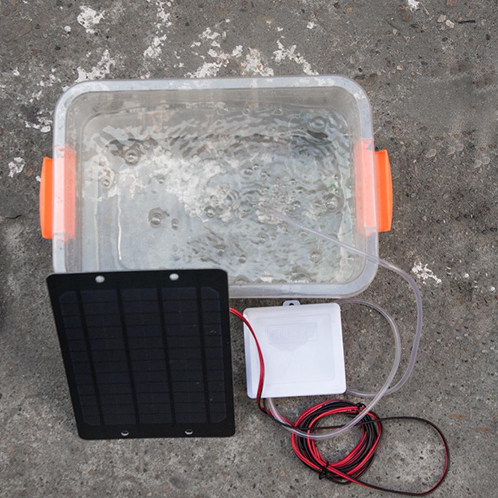 5W Fish Tank Oxygenator Aquarium Pond Oxygen Aerator Air Pump Solar Power Oxygenator Water Oxygen Pump with Oxygen Pipe Air Bubble Stone