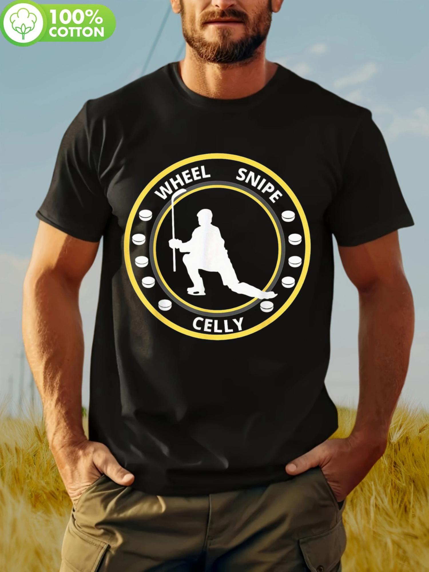 Wheel and Celvey 100% Cotton Tshirt - Black with White Gr... M