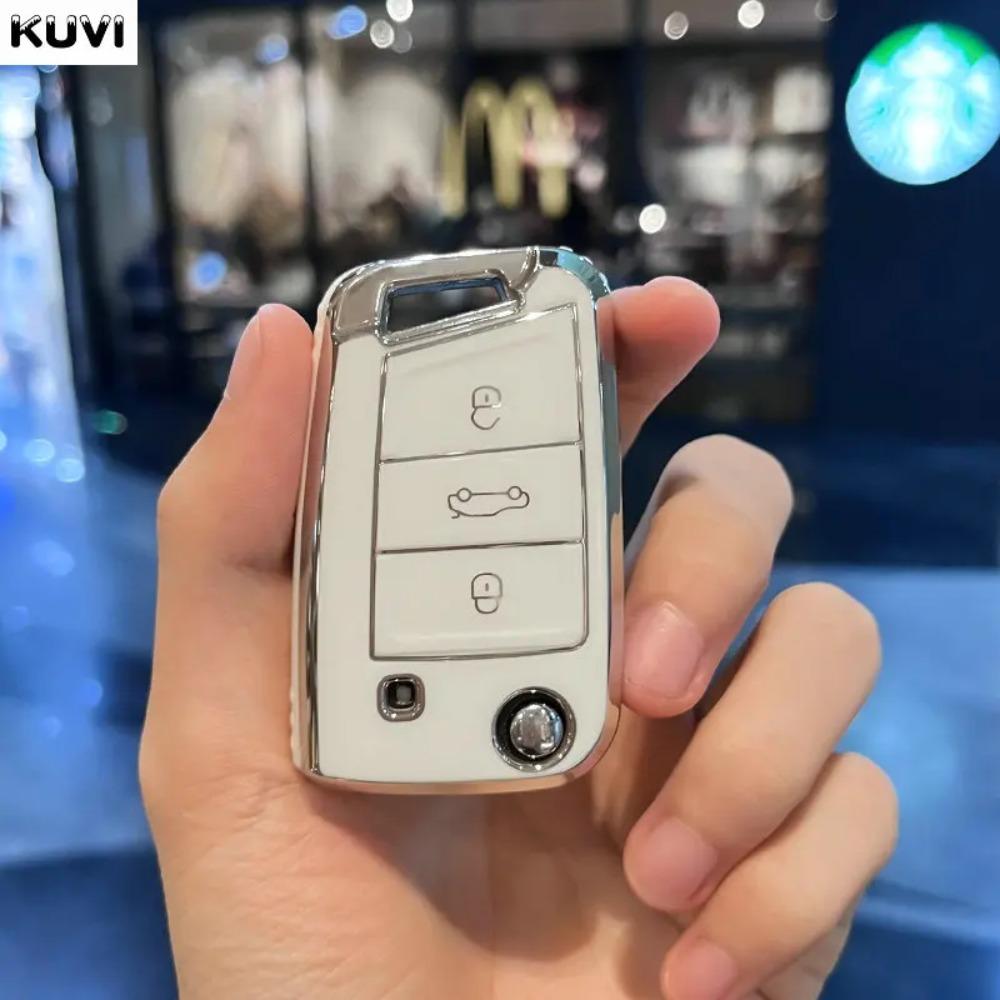 Leather TPU Car Key Case Protection Bag for VW Volkswagen Golf 7 MK7 Tiguan MK2 SEAT Ateca Leon FR 2 Ibiza for Skoda Octavia A7