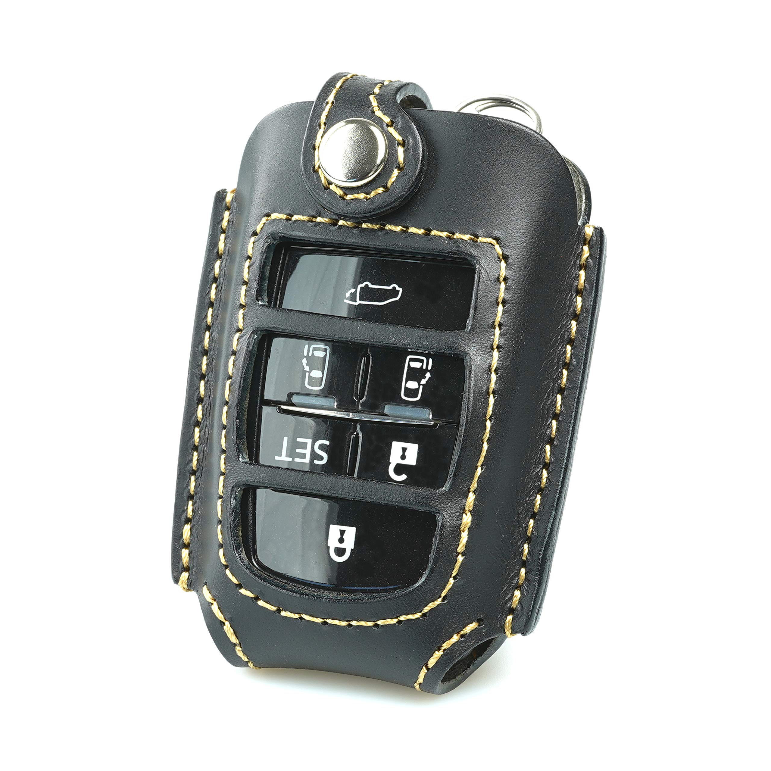 

[Kecha-ya] Genuine Leather Smart Key Case for Toyota Compatible with Alphard, Vellfire, Noah, and Voxy (toyot@a-av6B) (Black/Beige)