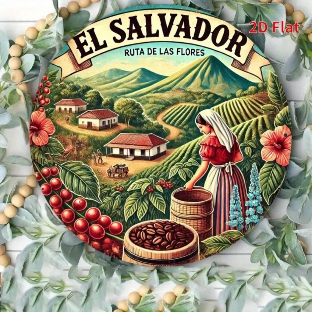 El Salvador Metal Tin Sign Ruta De Las Flores Art Farmhouse Vintage Wall Decor