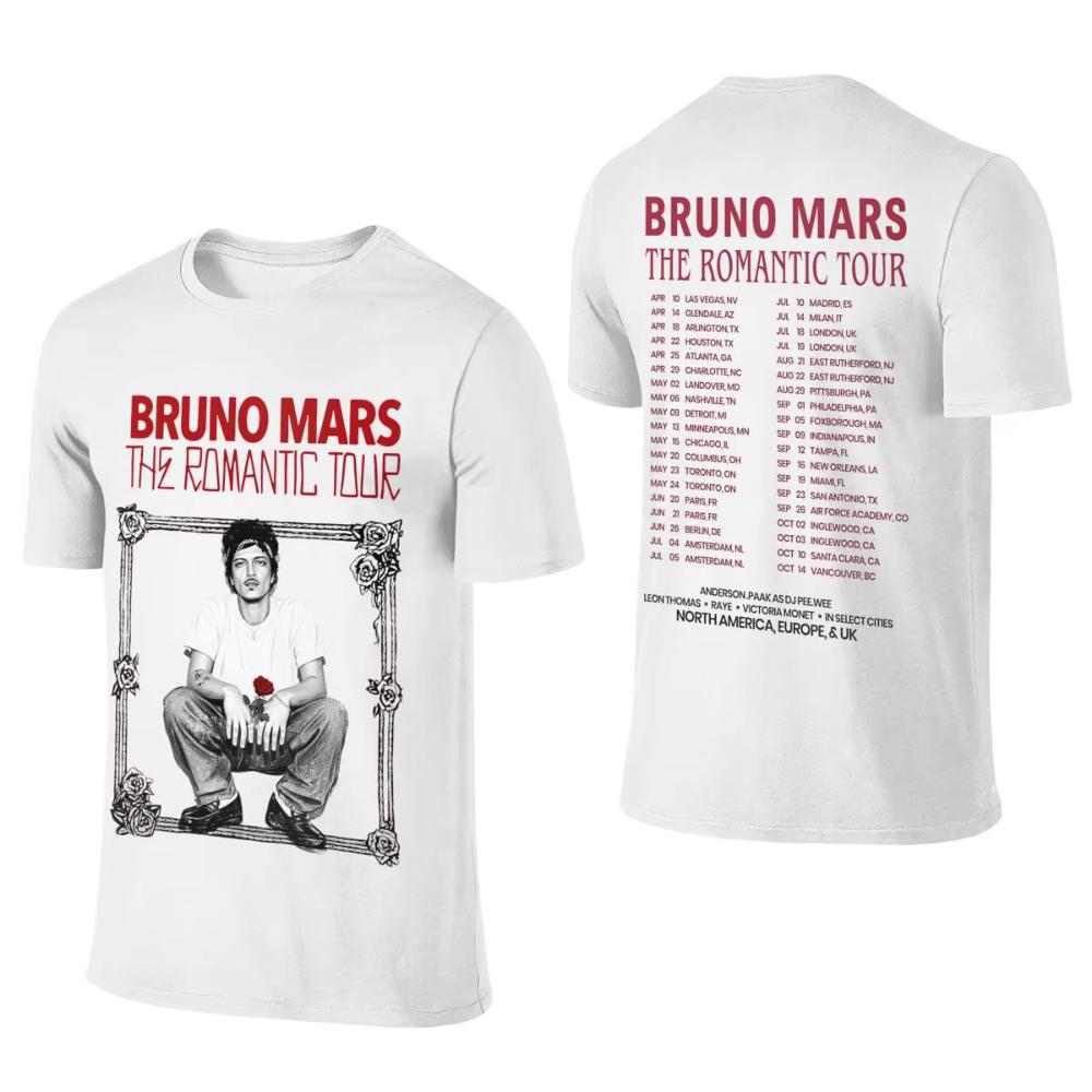 Men Women Bruno Mars The Romantic Tour 2026 Shirts Outfits Fashion Cotton Printed Oversized Unisex T Shirt Tee Clothing Summer