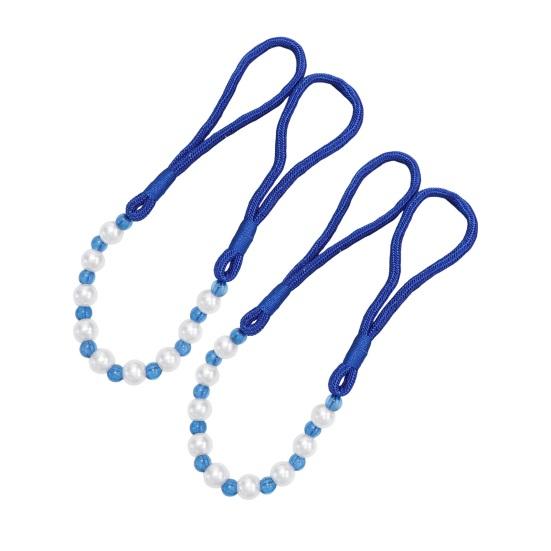 2Pcs Curtain Tiebacks with Pearls, Handmade Decorative Curtain Holdbacks Rope, Outdoor Farmhouse Tie Backs for Curtains, Curtain Holders for Drapes