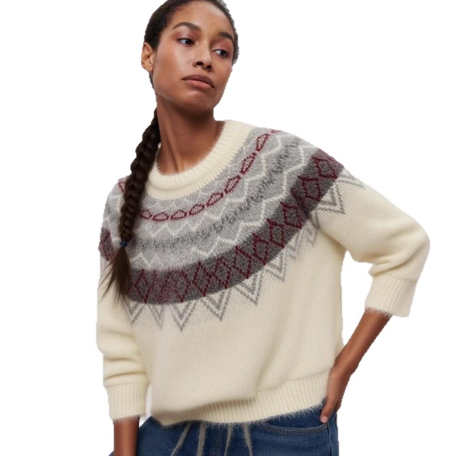 Fair Island Christmas Wind Knitted Sweater Jacquard Pattern Soft Waxy Plush Atmosphere Sweater Women's Loose Type