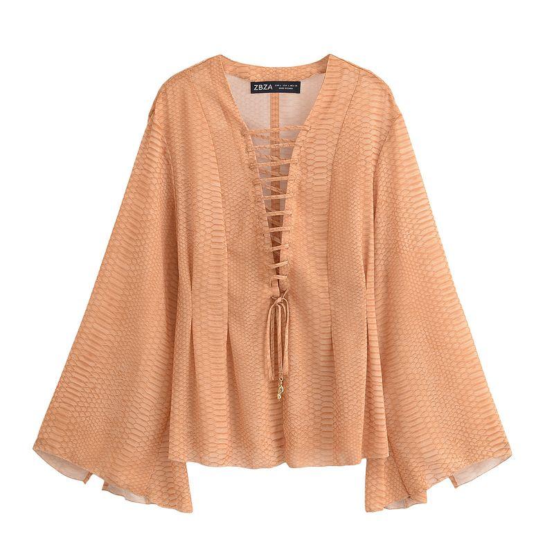 Kaslead New Arrival Women's Clothing Fashion Style Fashion Lace-up Decorative Chiffon Loose Shirt 1284892