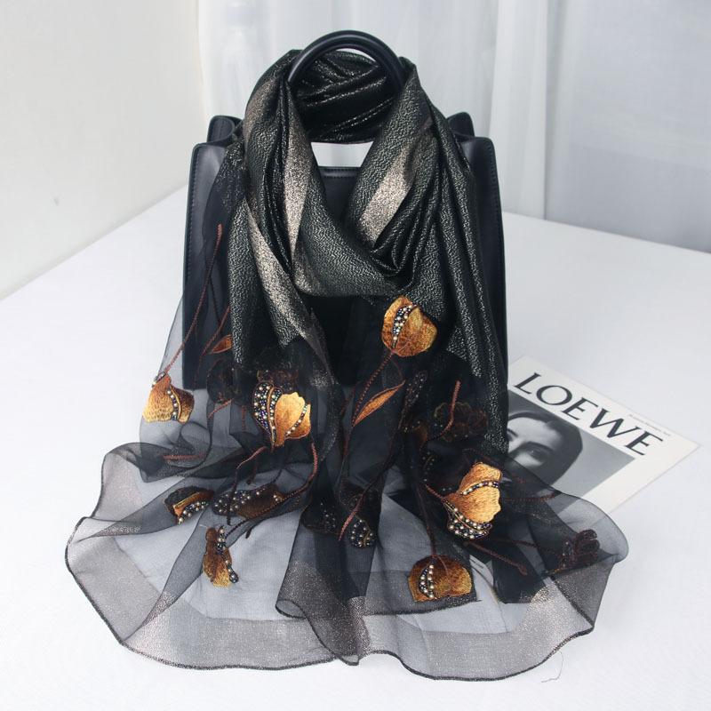 Embroidery Embroidery Handmade Embroidery Silk Wool Silk Scarf Women'S Spring And Autumn Versatile Solid Color Scarf Fashion Shawl Shawl
