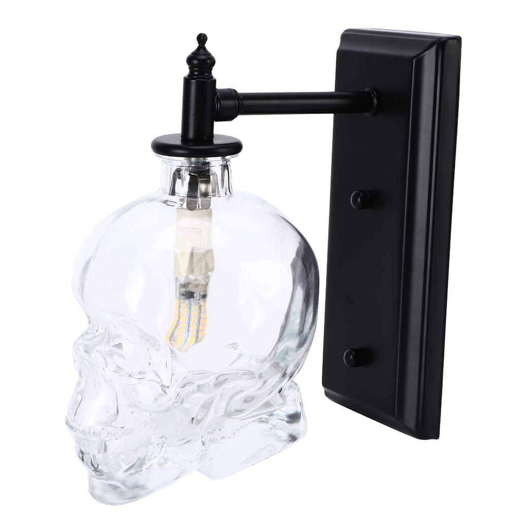 Vintage Wall Lamp Iron Glass Skull Shape Industrial Wall Mounted Light with G9 Bulb for Bedroom Corridor 110‑220V