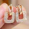 Crystal White Zircon Stone Hoop Earrings For Women Vintage Gold Color Wedding Jewelry