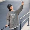 Li Ning Sports Fashion Series Comfortable Casual Letter Print Loose Round Neck Sweatshirt Unisex sweatshirt Asphalt-Gray AWDUE93-4