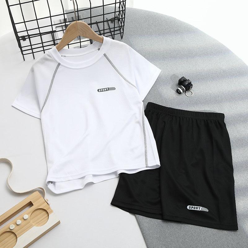 Summer Quick-Dry T-Shirt & Shorts Set - Casual Crew Neck, Slight Stretch Fabric