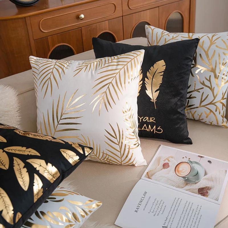 17x17in Hot Stamping Pillow Sofa Combination Geometric Plain Pillow Cover Multicolor Cross-border Ins Dutch Velvet Cushion Cover