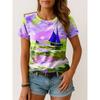Women's T Shirt Print Ombre Graphic Vintage Stylish Classic Short Sleeve Crew Neck Regular Tops