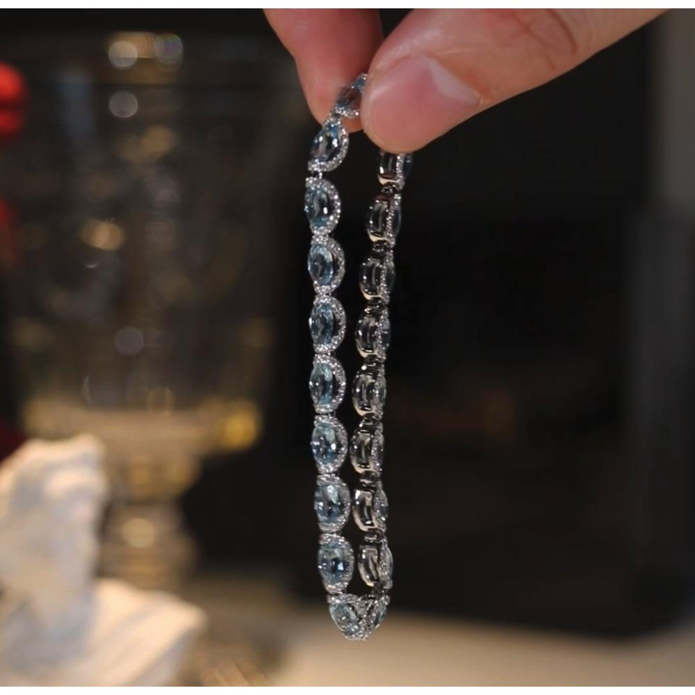 

Vintage Yellow Diamond Bracelet Elegant Lace Princess Blue Topaz Fashion Jewelry