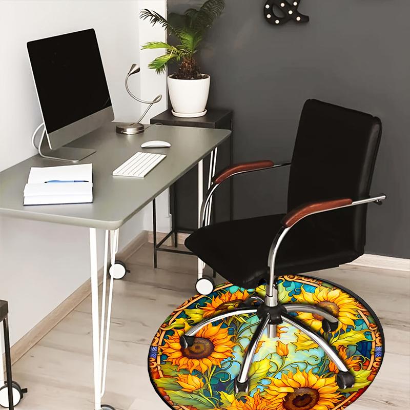 

1pc Office Carpet Chair Mats Sunflower Stained Glass Artwork Perfect for Decorating Office Chairs, Living Rooms, Or Bedrooms.YDT006 80cm by 80cm