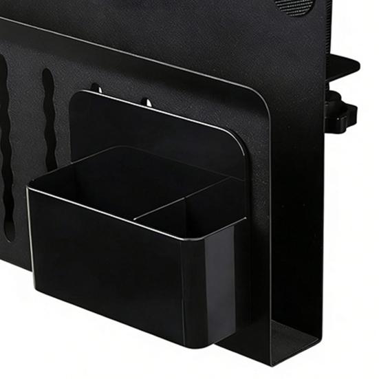 Desk Side Organizer with Magnetic Pen Holder Heavy Duty Carbon Steel No Drill Home Office Table Side Laptop Computer Notebook Holder Storage Rack
