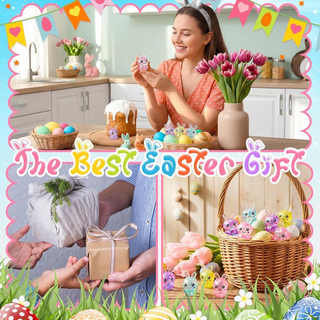 Squishy Bunny Stress Relief Toy Girls Kids Fidget Toys Colorful Rabbit For Christmas Basket Stuffers Anti Stress Squeeze Toy