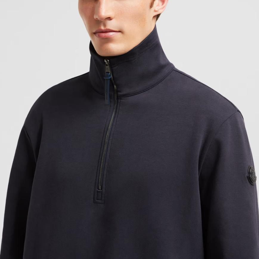 Moncler Monochrome Simple Stand Collar Kangaroo Pocket Loose Sweatshirt Men Sweatshirt Navy-Blue K1-091-8G00070-89AVV-742