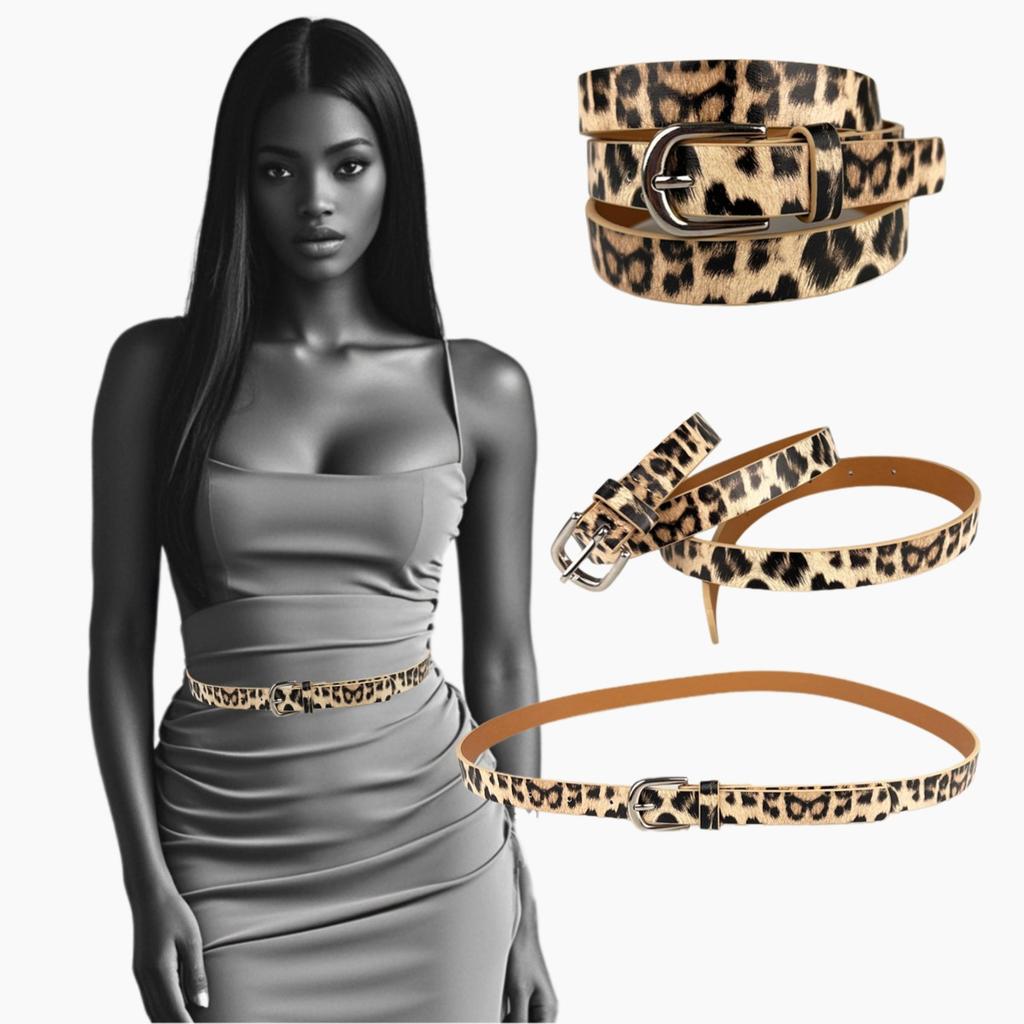 Versatile Alloy Tiger Skin and Leopard Print Belt, Sexy Unisex Belt, Fashionable and Simple Women's Alloy Pin Buckle Belt