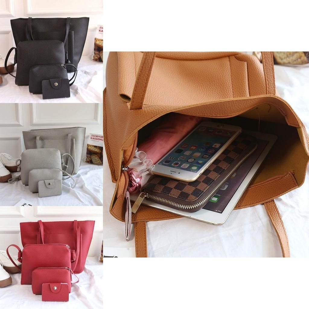 Pattern Lychee 4pcs Womens Bag Single Shoulder Bag Cross Bag Handbag Bag Card