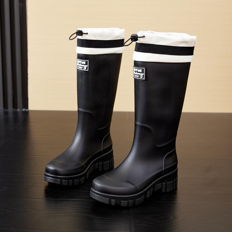 Damen Outdoor Stiefel mit dicker Sohle und Stulpe: Hochschaft Wasserdichte Schuhe für Camping, Strandsuche und Angeln