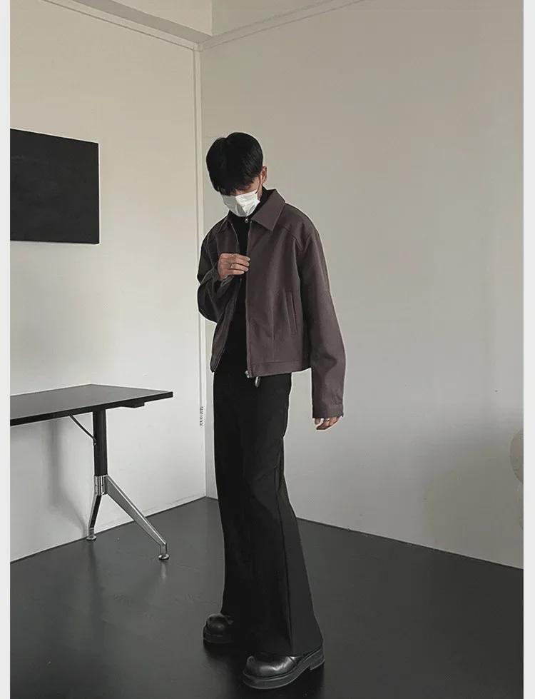 Korean-Style Men's Autumn/Winter Casual Loose Short Coat with Wide Lapel