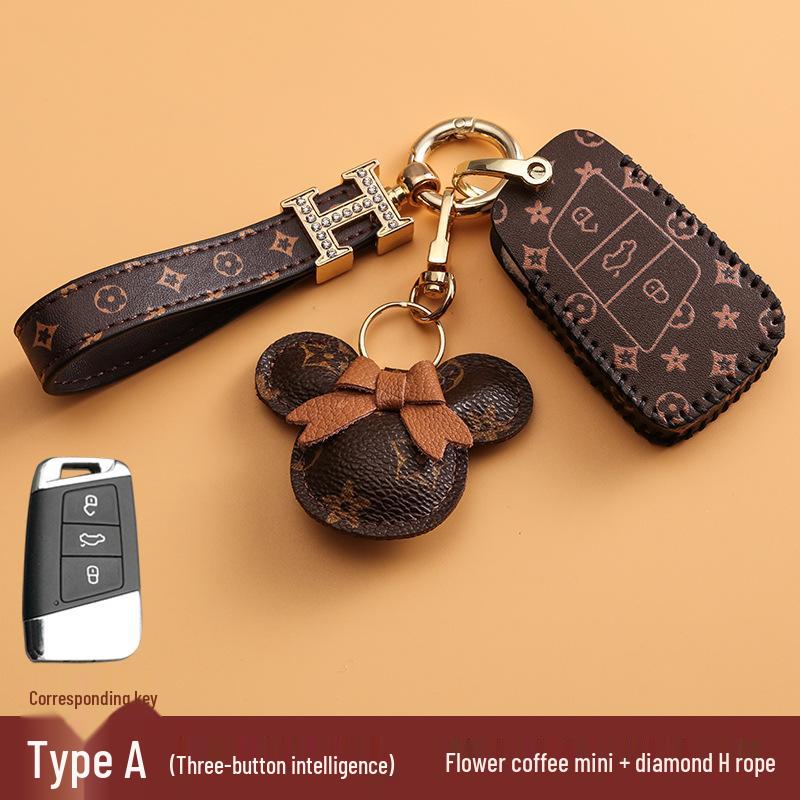 Volkswagen Car Key Cover for Sagitar, Bora, Lavida, T-Roc, Tiguan L, Golf 8, Tayron, POLO with Women's Bag Buckle